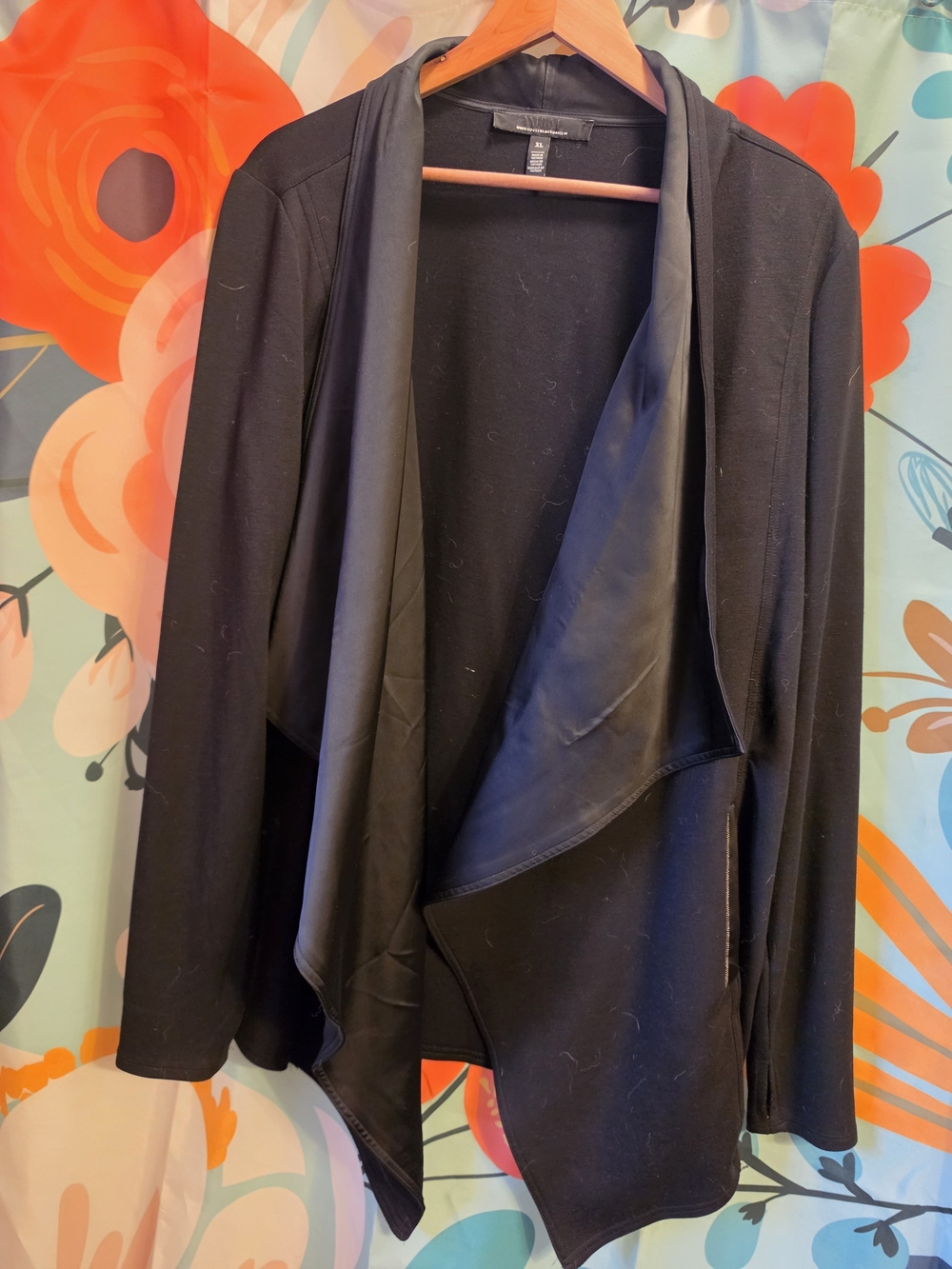 White House Black Market Black Draped Open-Front Blazer